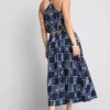 Cotton embroidered a-line midi skirt