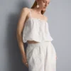 Cotton embroidered cropped cami top