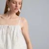 Cotton embroidered cropped cami top