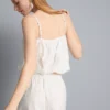 Cotton embroidered cropped cami top