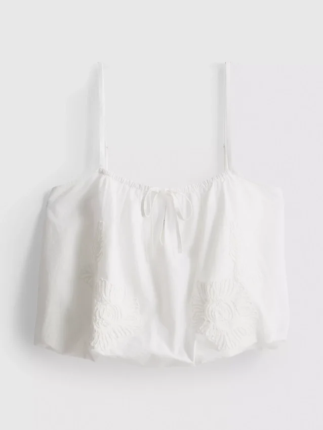 Cotton embroidered cropped cami top