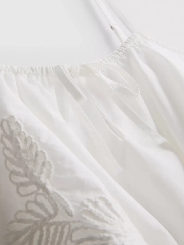 Cotton embroidered cropped cami top