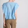 Cotton embroidered scalloped sleeve top
