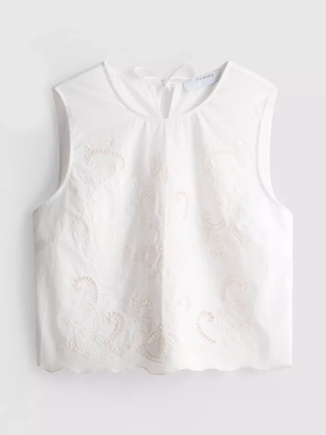 Cotton embroidered short sleeve blouse