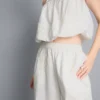 Cotton embroidered wide leg pants