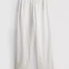 Cotton embroidered wide leg pants