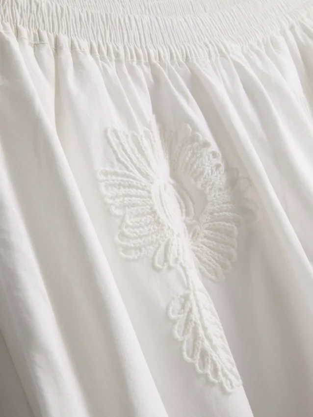 Cotton embroidered wide leg pants