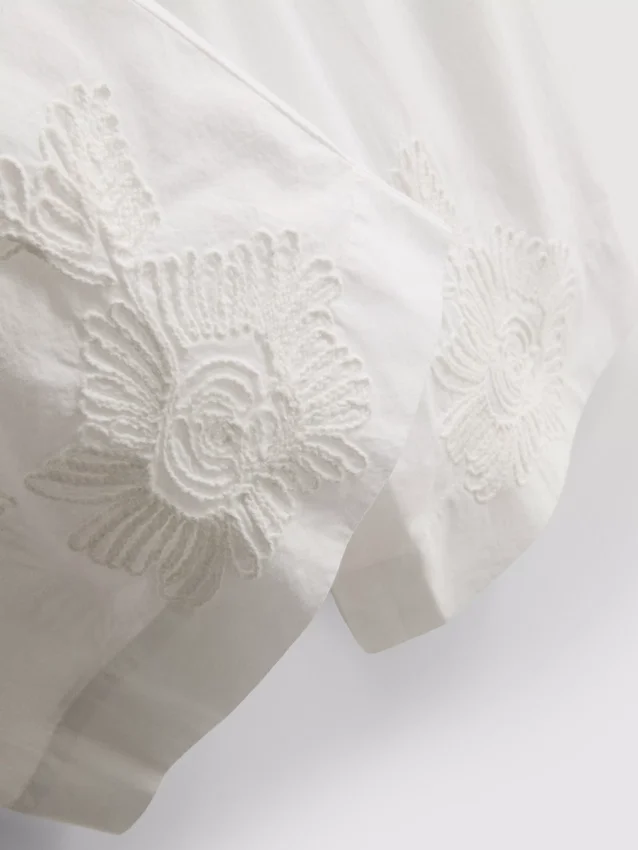 Cotton embroidered wide leg pants