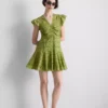 Cotton eyelet ruched mini dress