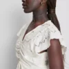 Cotton eyelet ruched mini dress