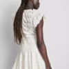 Cotton eyelet ruched mini dress