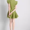 Cotton eyelet ruched mini dress