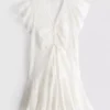 Cotton eyelet ruched mini dress