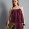 Cotton floral embroidered cami top