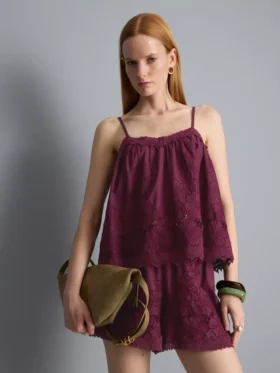 Cotton floral embroidered cami top