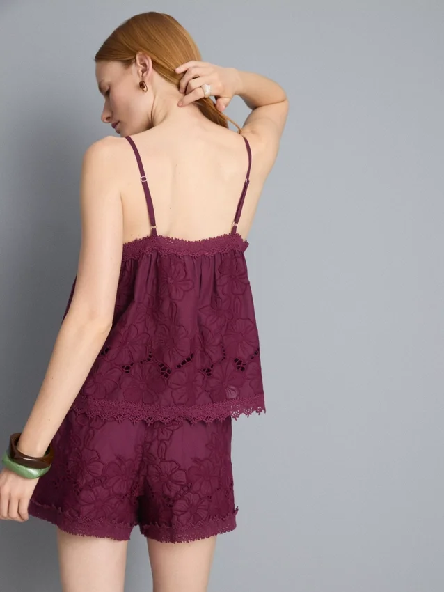 Cotton floral embroidered cami top
