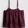 Cotton floral embroidered cami top