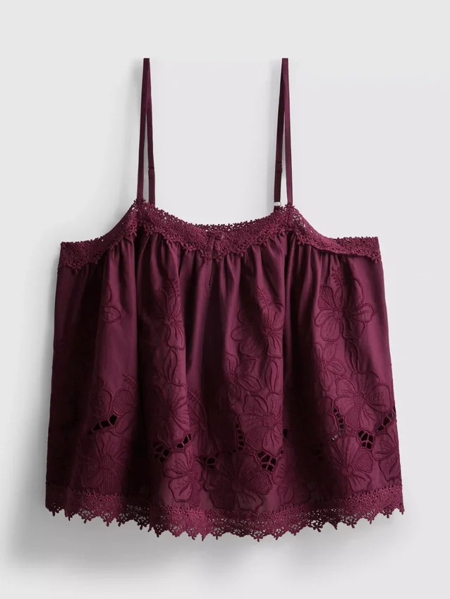 Cotton floral embroidered cami top