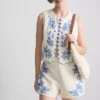 Cotton floral embroidered waistcoat