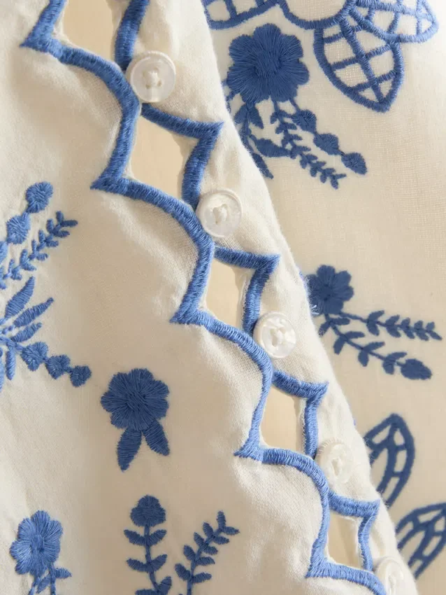 Cotton floral embroidered waistcoat