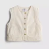 Cotton front-pocket cropped vest