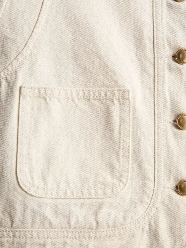 Cotton front-pocket cropped vest