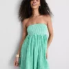 Cotton gingham bandeau mini dress