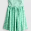 Cotton gingham bandeau mini dress