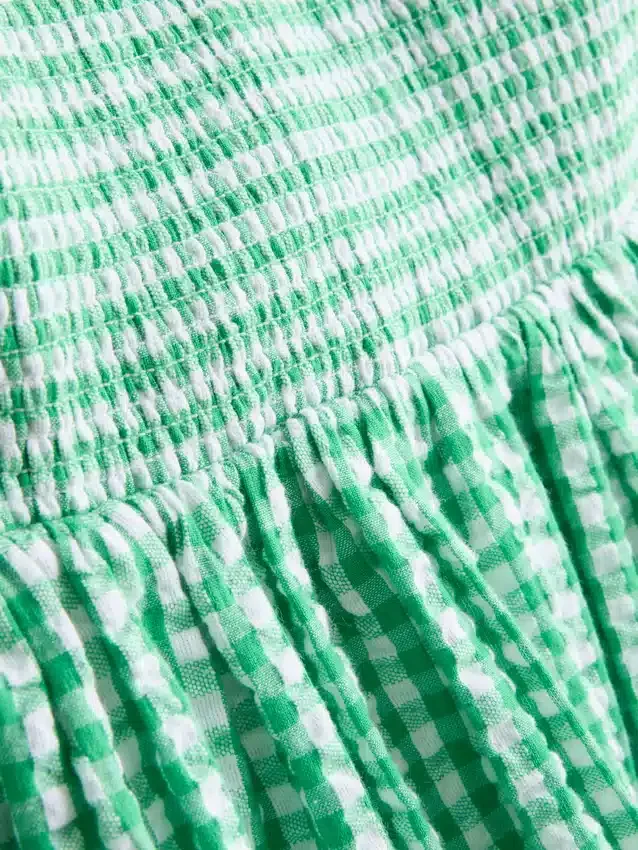 Cotton gingham bandeau mini dress