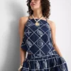 Cotton halter neck cutwork blouse
