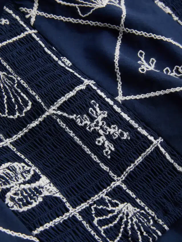 Cotton halter neck cutwork blouse