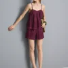 Cotton high waisted embroidered shorts