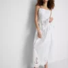 Cotton nautical eyelet midi skirt