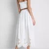 Cotton nautical eyelet midi skirt