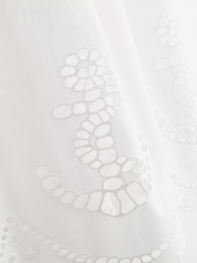 Cotton nautical eyelet midi skirt