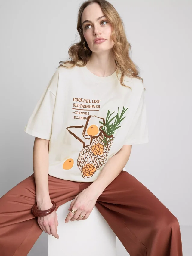 Cotton oversized old fashioned tee