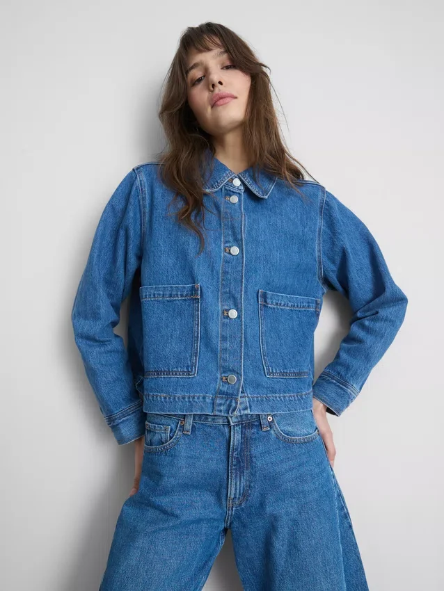 Cotton patch pocket denim jacket