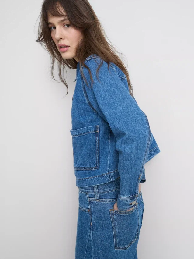 Cotton patch pocket denim jacket