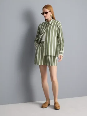 Cotton poplin striped shirt