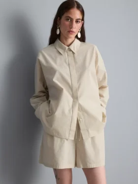 Cotton poplin striped shirt
