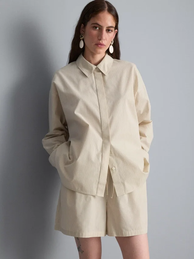 Cotton poplin striped shirt