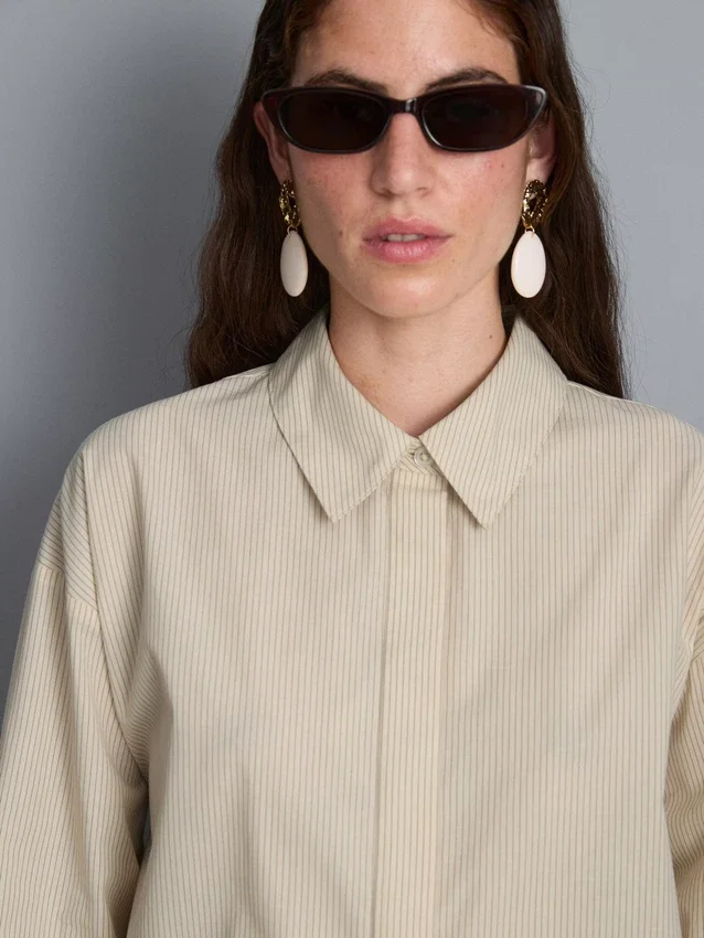 Cotton poplin striped shirt