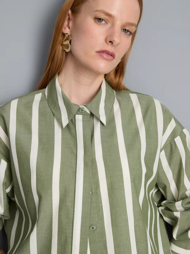 Cotton poplin striped shirt