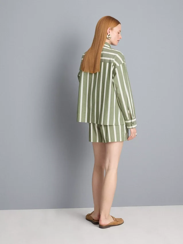 Cotton poplin striped shirt