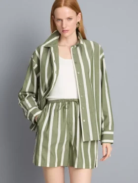 Cotton poplin striped shorts