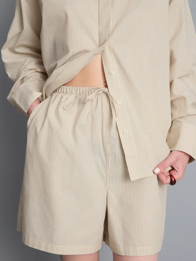 Cotton poplin striped shorts