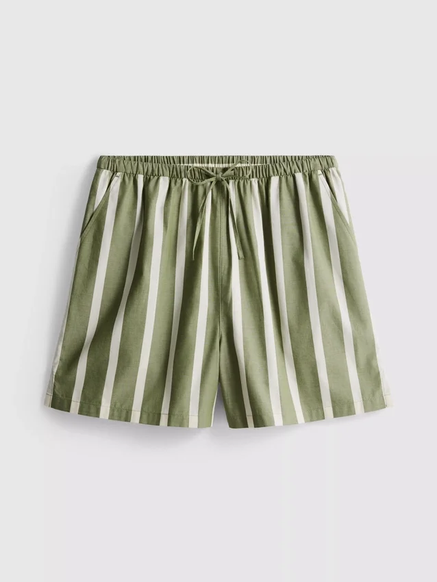 Cotton poplin striped shorts