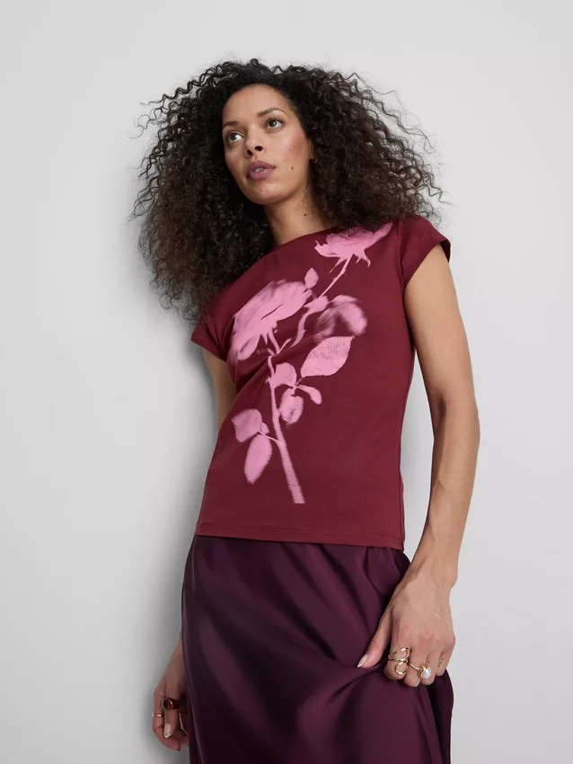 Cotton printed floral baby tee