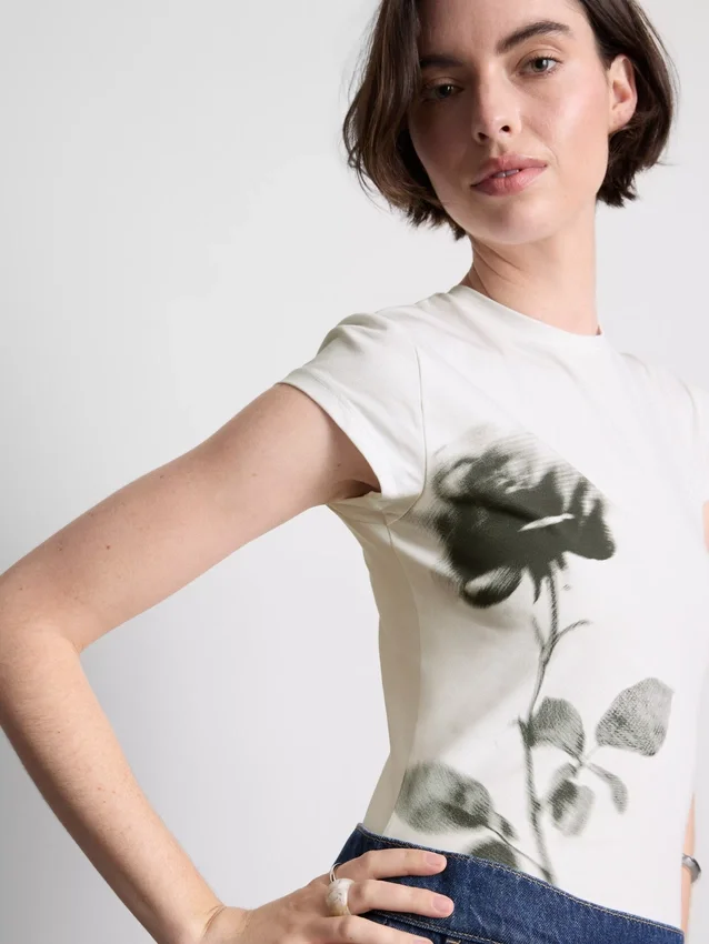 Cotton printed floral baby tee