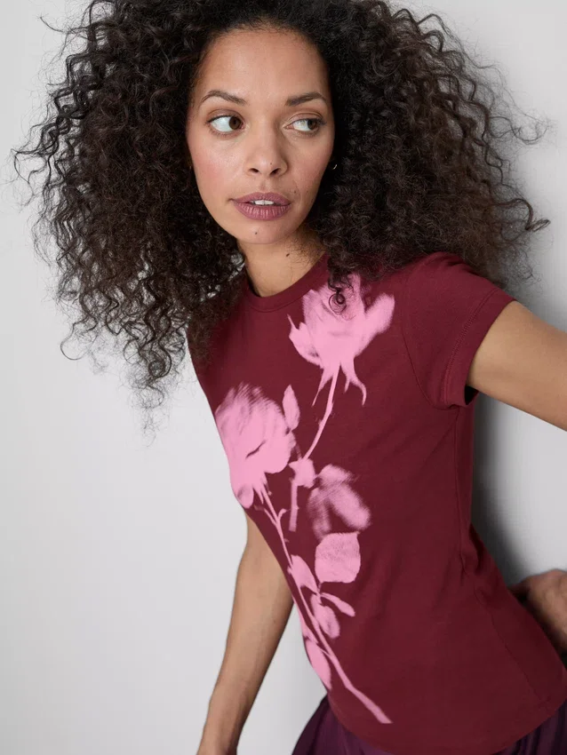 Cotton printed floral baby tee